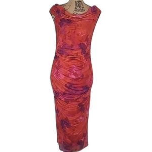 BTFBM Draped Neckline Ruched Midi Dress